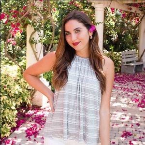 Handkerchief Hem Adjustable Gray Striped Tank